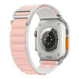 Pulseira Alpine Tecido Para Apple Watch Ultra 49mm 45mm 44mm Cor Branco/ Rosa
