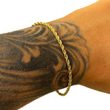Pulseira Bracelete Masculino Baiano 2mm Banhada Ouro 18k
