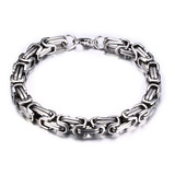 Pulseira Bracelete Quadrada Bizantino Aço Inox Prateada Comprimento 22.5 Cm Diâmetro 11.3 Cm
