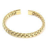 Pulseira Bracelete Trançada Dourada Banhada Ouro C/ Garantia