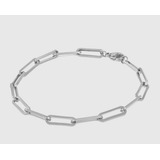 Pulseira Cadeado Fina Aço Inox Cirúrgico Legitimo Prata