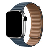 Pulseira Couro Elos Magnética Compatível Com Apple Watch Cor Azul Noite