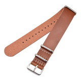 Pulseira Couro Sintético Marrom Nato Strap