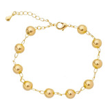 Pulseira De Bola Grande Dourada Banhado A Ouro 18k