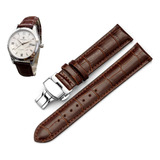 Pulseira De Couro Marrom 22 Mm Com Fecho Deployant