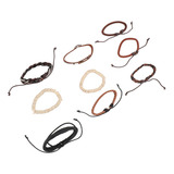 Pulseira De Couro Pu, 9 Peças De Manguito Punk Vintage Tranç