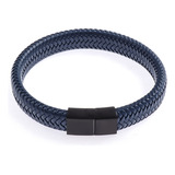 Pulseira De Couro Trançado Com Fecho Magnético Clássica