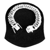 Pulseira De Prata 925 Elos Duplos 14 Mm Grossa 19 Cm Comprimento 19 Diâmetro 19