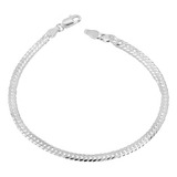 Pulseira De Prata 925 Masculina Elo Duplo 4mm Fina Italy