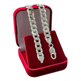Pulseira De Prata 925 Masculina Grumet Italiana Legítima 8mm Comprimento 21 Cm Diâmetro 8 Cm