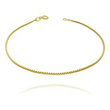 Pulseira De Prata Masculina Veneziana Fininha Banhado Cor Dourado Tamanho 19cm