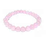 Pulseira De Quartzo Rosa Pedra Natural Esfera De 8 Mm