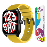 Pulseira De Silicone 123-fp21 20mm Marca 123smart Compativel Com Amazfit Gts 4 Gts 3 Gts 2 Gts 1 Gts4 Mini Gts2 Mini Bip U Bip S Bip 3 Bip Lite Gtr Mini Gtr 42mm Huawei Gt 2 3 Gt 4 42mm Amarelo
