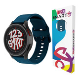 Pulseira De Silicone Fecho Azul Marinho 20mm Marca 123smart Compativel Com Samsung Galaxy Watch 3 41mm Active 1 2 Watch 4 5 6 40mm 42mm 43mm 44mm 45mm 46mm 47mm - Azul-petróleo