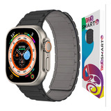 Pulseira De Silicone Magnetica 123-alc-0 Marca 123smart Compativel Com Apple Watch Ultra 1 E 2 Iwatch Serie 9 8 7 6 5 4 3 2 1 Se 42mm 44mm 45mm 49mm - Cor Preto Com Cinza