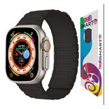 Pulseira De Silicone Magnetica 123-alc-0 Marca 123smart Compativel Com Apple Watch Ultra 1 E 2 Iwatch Serie 9 8 7 6 5 4 3 2 1 Se 42mm 44mm 45mm 49mm - Cor Preto
