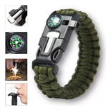 Pulseira De Sobrevivência Paracord Bússola Apito Pederneira