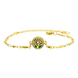 Pulseira Difusora De Aromas Dourada Árvore Da Vida Aço Inox