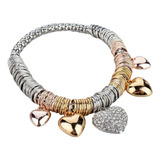Pulseira Feminina Banho Ouro 18k Berloques Coração Joia C612
