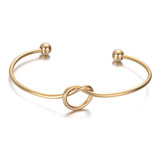 Pulseira Feminina Bracelete Dourada Love Nó Coração Jóia Comprimento 6 Diâmetro 6 Cm