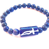 Pulseira Guia Orixá Ogum Em Pedra Lapis Lazuli + Espada