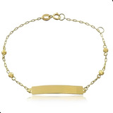 Pulseira Infantil De Chapinha Com Bolinhas Ouro 18k