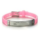 Pulseira Infantil Personalizada Identificação Crianças Comprimento 19 Cor Rosa