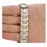 Pulseira Magnética Com Filetes Banhado Ouro 18k