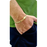 Pulseira Masculina 7mm Folheada A Ouro 18k Fecho Gaveta