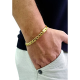 Pulseira Masculina 7mm Grumet Dupla Banhada A Ouro Tk684
