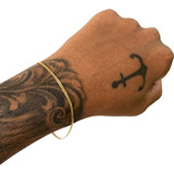 Pulseira Masculina Bracelete Fina 2mm Banhada Ouro 18k