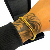 Pulseira Masculina Elo Duplo 5mm Bracelete Banhada Ouro 18k