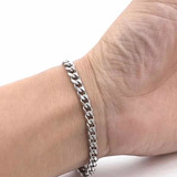 Pulseira Masculina Fina Aço Inox Legítimo Cirúrgico Prata