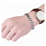 Pulseira Masculina Grossa Aço Inox Legítimo Cirúrgico Prata