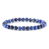 Pulseira Masculina Prata Shambala Sodalita Pedras Naturais Comprimento 17 Cm Cor Azul Diâmetro 8 Cm
