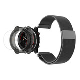 Pulseira Metal Para Stratos 3 + Capa Case Pelicula Proteção Cor Preto Largura 22 Mm