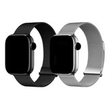 Pulseira Milanesa Aço Compatível Com Apple Watch Iwo Metal