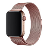 Pulseira Milanese Loop Compatível Com Apple Watch 42 44 Mm Cor Rose