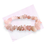 Pulseira Natural Pedra Quartzo Rosa Em Cascalho - Amor