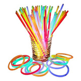 Pulseira Neon 100 Un Adereços Balada Fluorescente Festa Led