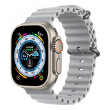 Pulseira Ocean Ondulada Compatível Apple Watch S8 Ultra 49mm Cor Cinza Claro
