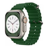 Pulseira Oceano Para Apple Watch Ultra 49mm 45mm 44mm 42mm Cor Verde-escuro