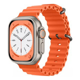 Pulseira Oceano Relógio Smartwatch Silicone Alta Qualidade Cor Laranja Largura 2