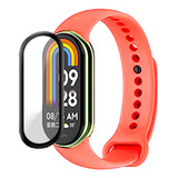 Pulseira Orange Para Xiaomi Mi Band 8 Miband + Película Nano