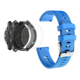 Pulseira Para Garmin 245 645 Music Pelicula E Capa Proteção Cor Azul