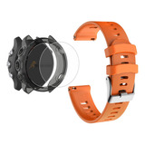 Pulseira Para Garmin 245 645 Music Pelicula E Capa Proteção Cor Laranja