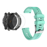 Pulseira Para Garmin 245 645 Music Pelicula E Capa Proteção Cor Verde/água