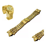 Pulseira Para Invicta Zeus Bolt Aço Dourado Premium