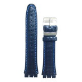 Pulseira Para Relógio De Couro Swatch Sw78 Preta/c.azul