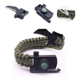 Pulseira Paracord Militar Tática Bussola Apito Canivete